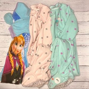 3 girls 5t fleece footed pajamas